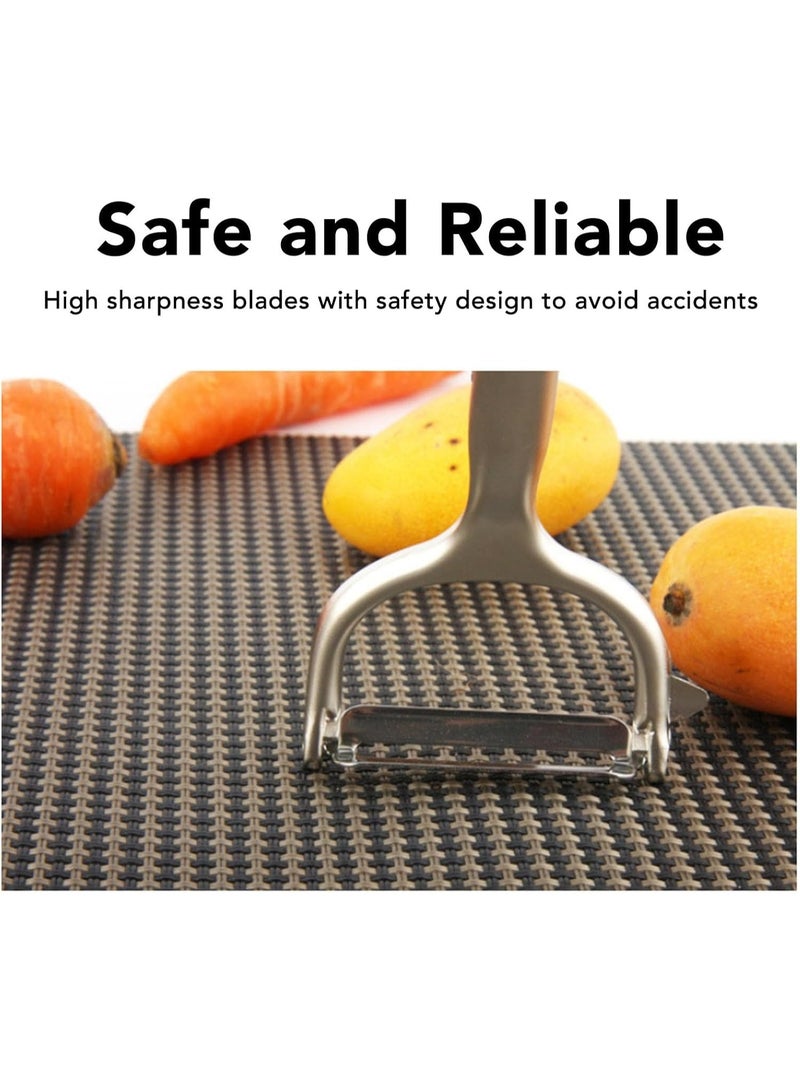 هابي هوم قشارة بطاطس وخضار يدوية متعددة الوظائف – تصميم Y مريح لليد لتقشير البطاطس، الخيار، الجزر، الذرة والفواكه والخضروات الرقيقة بسهولة وسرعة – أداة مطبخ قوية وآمنة للاستخدام اليومي وتوفير الوقت والجهد - Image 3